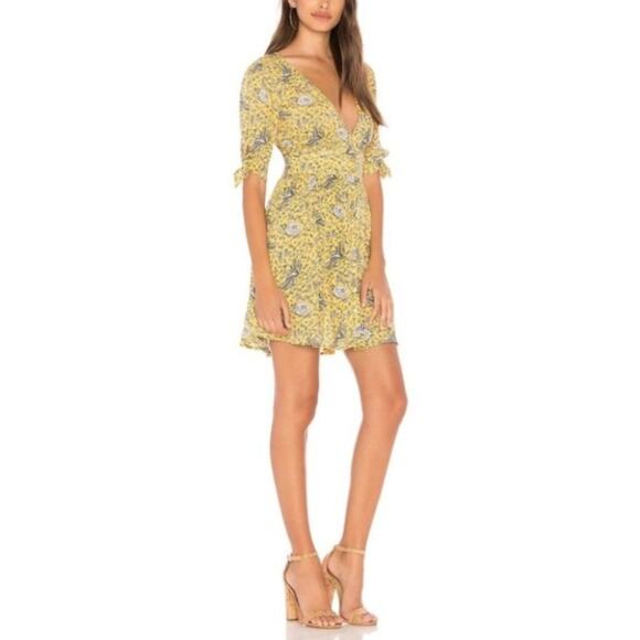 AUGUSTE X REVOLVE Valentina Boho Mini Dress in Floral Bird Yellow US Size 2 - Picture 5 of 13